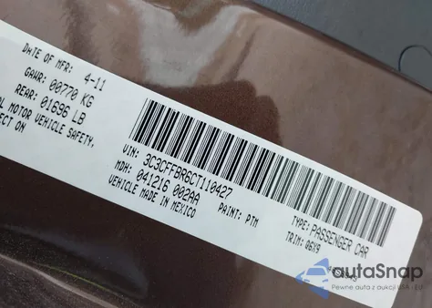 2012 Fiat 500 Sport from USA, damaged, VIN 3C3CFFBR6CT110427